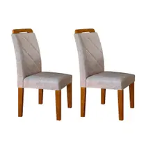 Kit 2 Cadeiras Sala Jantar Melissa 2 Un Madeira Capuccino/Suede Creme - Rufato