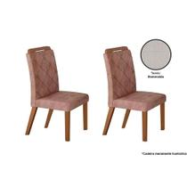 Kit 2 Cadeiras Sala Jantar Melissa 2 Un Madeira Capuccino/Suede Creme - Rufato