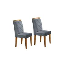 Kit 2 Cadeiras Sala Jantar Melissa 2 Un Madeira Capuccino/Suede Grafite - Rufato
