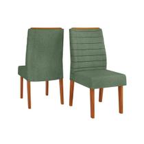 Kit 2 Cadeiras Sala Jantar Ondina 2 Un Freijo/Linho Mate Verde - DJ Móveis