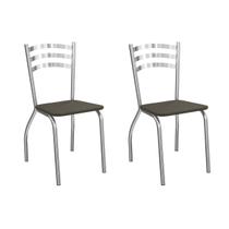 Kit 2 Cadeiras Sala Jantar Portugal 2C007CR Aço 2 Un Cromado/Suede Escuro - Kappesberg Kit 2 Cadeiras Sala Jantar Portugal 2C007CR Aço 2 Un Cromado/Suede Escuro - Kappesberg