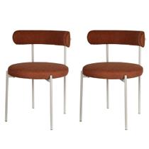 Kit 2 Cadeiras Serena Rivatti 54 cm (Largura) Estofado em Tecido Marrom e Base em Aço Areia