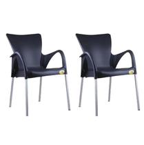 Kit 2 Cadeiras Setúbal Preta Confortável Com Braço Poltrona