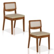 Kit 2 Cadeiras Sextavada Bari Freijó/material sintético Bege - Móveis Arapongas