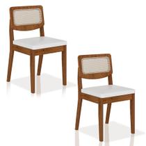 Kit 2 Cadeiras Sextavada Bari Freijó/material sintético Branco - Móveis Arapongas