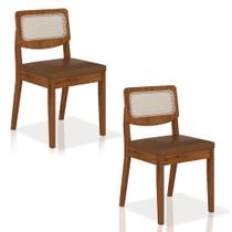 Kit 2 Cadeiras Sextavada Bari Freijó/material sintético Caramelo - M. Arapongas