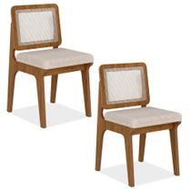 Kit 2 Cadeiras Sextavada Maine Freijó/Bouclé Off White - Móveis Arapongas