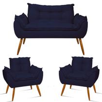Kit 2 Cadeiras + Sofá 2 lugares + Puff de Brinde V8 Decor Kit 2 Cadeiras + Sofá 2 lugares + Puff de Brinde V8 Decor