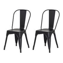 Kit 2 Cadeiras Tolix Iron Design Preto Fosco Aço Industrial Sala Cozinha Jantar Bar - Waw Design