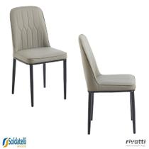 Kit 2 Cadeiras V1006 PU Nude ou Preta Base em Aço - Rivatti