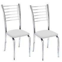 Kit 2 cadeiras Vanessa cromada para cozinha-assento material sintético branco-Gat Magazine