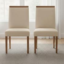Kit 2 Cadeiras Veludo ou Linho Estofadas Detalhe Madeira Sala de Jantar Conforto Estilo Moderno Ambientes Elegantes