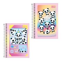 Kit 2 Caderneta Flexível Espiral 1/8 80 Folhas Panda