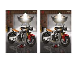Kit 2 Caderno Brochura Capa Dura 80 Folhas Moto 1 Matéria