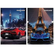 Kit 2 Caderno Cars 96 Folhas Costurado Brochurão Capa Dura