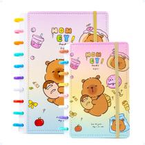 Kit 2 Caderno Discos Inteligente Papelaria Fofa Mágico Urso