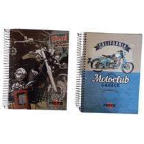 Kit 2 Caderno Escolar Masculino Universitário 10 Mat 200Fls Motos