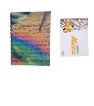 Kit 2 caderno flexível de musica para estudo pautado espiral grande e pequeno teoria musical