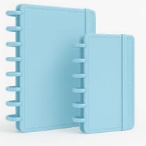 Kit 2 Caderno Inteligente Azul Planner Agenda A5 A6 com Elástico e Discos Removíveis