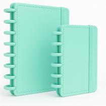 Kit 2 Caderno Inteligente Ciano Agenda A5 A6 Capa Azul com Elástico e Discos Removíveis Infantil