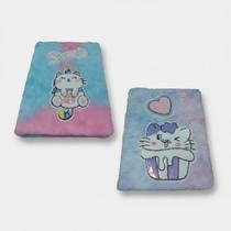 Kit 2 Caderno Pelúcia Gatinho Brilhante Infantil 80f Capa