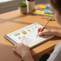 Kit 2 Cadernos Caligrafia Infantil Escolar / Letra Cursiva e Bastão