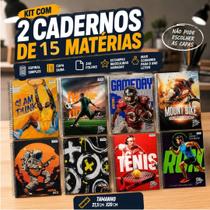 Kit 2 Cadernos Escolares 15 Matérias A4 Capa Dura Masculino