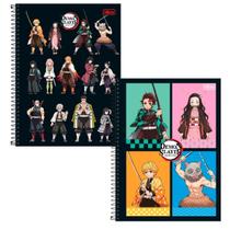 Kit 2 Cadernos Espiral Demon Slayer 80 FolhasTilibra