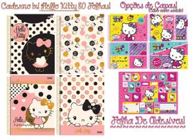 Kit 2 Cadernos Hello Kitty Espiral 80 Fls + Caderno Desenho Hello Kitty