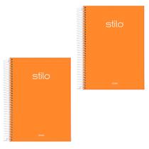 Kit 2 Cadernos Jandaia Stilo Neon Laranja 1 Matéria 80 Folhas