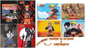 Kit 2 Cadernos Naruto Shippuden Brochurão + Desenho e Cartografia Naruto