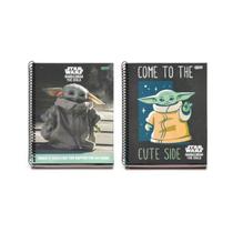 Kit 2 Cadernos Star Wars Baby Yoda Cute 50 years 1 Mat 80 Fl