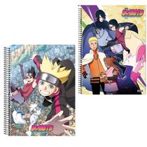 Kit 2 Cadernos Universitário Capa Dura Naruto Boruto 80Fls Kit 2 Cadernos Universitário Capa Dura Naruto Boruto 80Fls