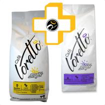 Kit 2 Cafés Loretto Grãos Arábica Bourbon Amarelo 85.7 e Gourmet 84 Pontos SCA 1Kg