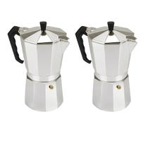 Kit 2 Cafeteira Italiana 150ml Aluminio 3Cafés Luxo