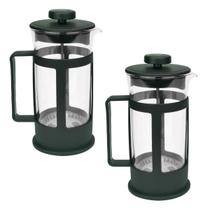 Kit 2 Cafeteiras Francesa Cremeira 350ml Preto Fosco Vidro
