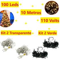Kit 2 Caixa 100 Leds Pisca 10M 110V Natalino Fio Verde Ou Transparente Decorativo Multicolorido Kit 2 Caixa 100 Leds Pisca 10M 110V Natalino Fio Verde Ou Transparente Decorativo Multicolorido