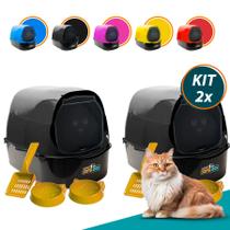 Kit 2 Caixa Areia Banheiro Furba Sandbox Fechada Grande Gato