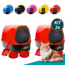 Kit 2 Caixa Areia Banheiro Furba Sandbox Fechada Grande Gato