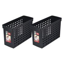 Kit 2 Caixa Arquivo Móvel Estreito Preto Para Pastas Suspensas Ordene