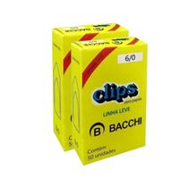 Kit 2 Caixa c/50 clips galvanizados 6/0 clipes bacchi papel Kit 2 Caixa c/50 clips galvanizados 6/0 clipes bacchi papel