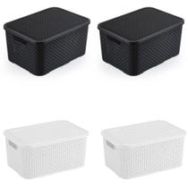 Kit 2 Caixa Cesto Organizador Rattan c/ Tampa 2,5 Litros Cores