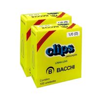 Kit 2 Caixa com 100 clips galvanizados 1/0 (0) clipes bacchi