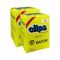 Kit 2 Caixa com 420 clips galvanizados 4/0 clipes bacchi