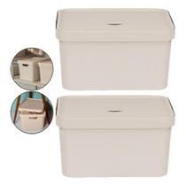 Kit 2 Caixa Grande 32l Ou Cube Organizadora Empilhável Bege Kit 2 Caixa Grande 32l Ou Cube Organizadora Empilhável Bege