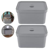 Kit 2 Caixa Grande 32l Ou Cube Organizadora Empilhável Chumbo