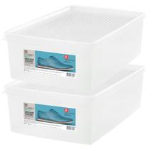 Kit 2 Caixa Guardar Sapato Calçados Tênis Plástico Grande Tampa com Ventilação Organizador Closet Armário Ordene