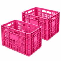 Kit 2 Caixa Hortifruti 65L Rosa Plástica Alta Resistência