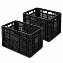 Kit 2 Caixa Hortifruti Preta 65L Reforçada Empilhável CEASA
