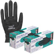 Kit 2 Caixa Luva de Segurança Nitrílica Descartável Sensi Black Slim 100un Volk